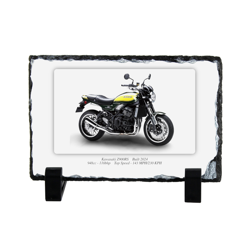 Kawasaki Z900RS Motorbike Coaster natural slate rock with stand 10x15cm