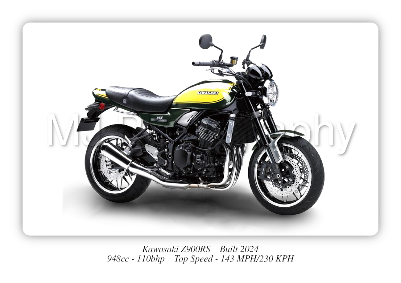 Kawasaki Z900RS Motorcycle A4 - A0 Size Print Poster on Photographic Paper