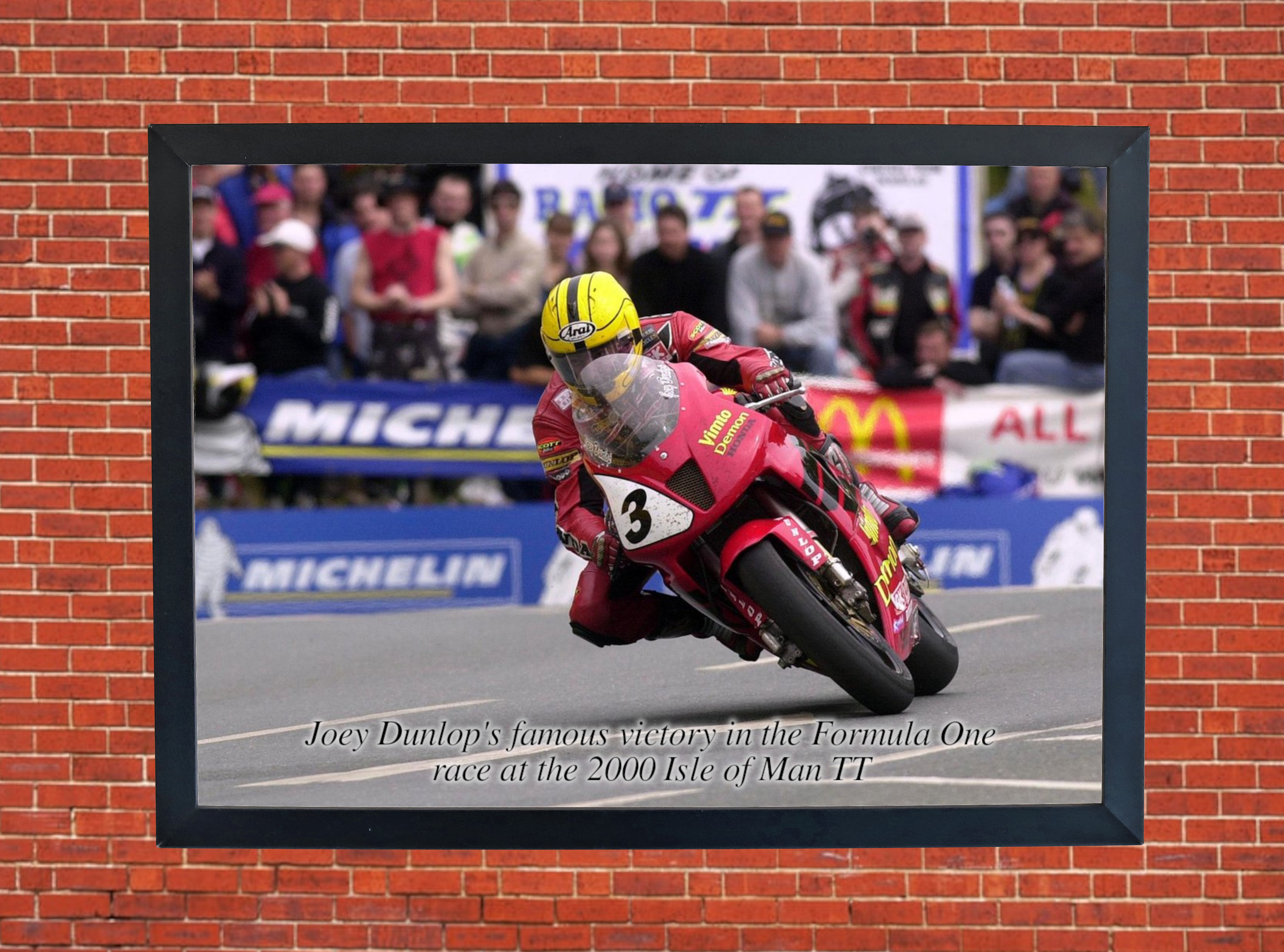 Joey Dunlop's Famous Victory Isle of Man TT Motorbike Motorcycle - A4 - A0 Size Print Poster