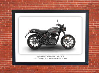 Royal Enfield Hunter 350 Motorcycle A4 - A0 Size Print Poster on Photographic Paper