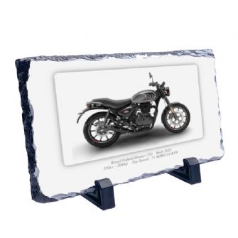 Royal Enfield Hunter 350 Motorbike Coaster natural slate rock with stand 10x15cm