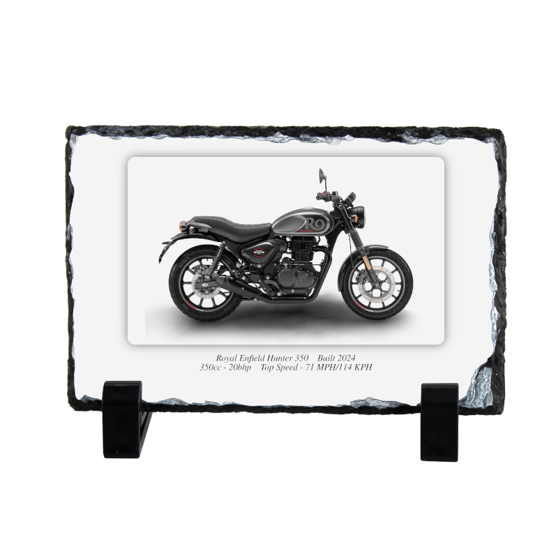 Royal Enfield Hunter 350 Motorbike Coaster natural slate rock with stand 10x15cm