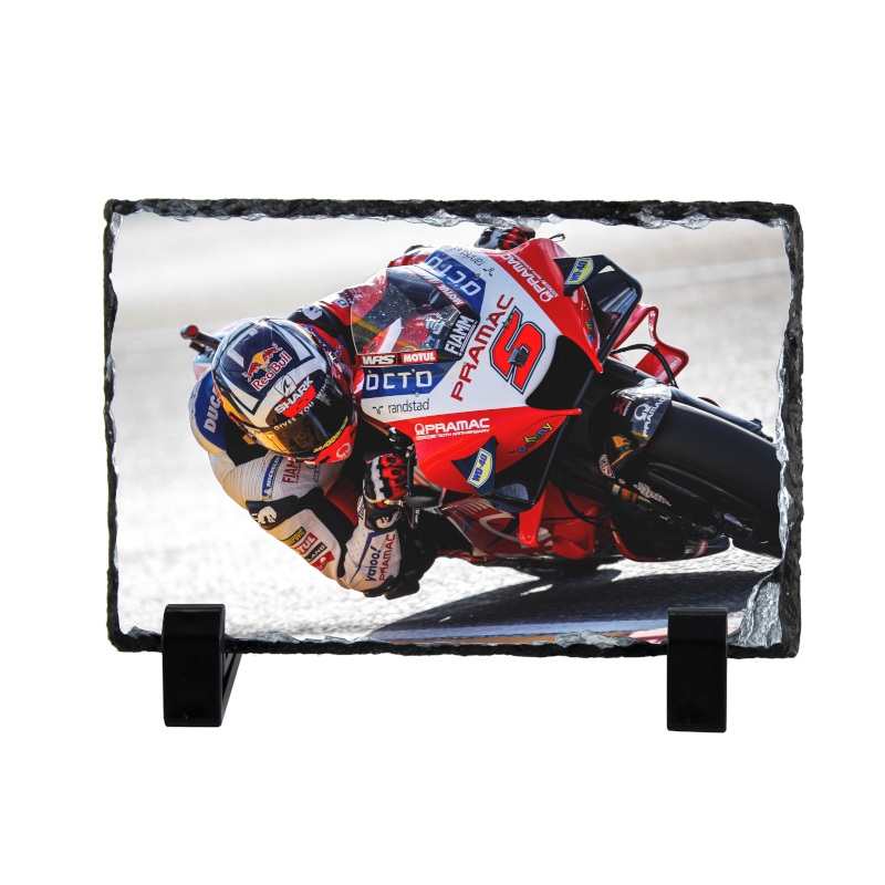 Two-Time Moto2 World Champion Johann Zarco Motorcycle Coaster Natural slate rock with stand 10x15cm