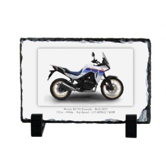 Honda XL750 Transalp Motorbike Coaster natural slate rock with stand 10x15cm