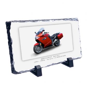 BMW K1300 GT Motorcycle on a Natural slate rock with stand 10x15cm