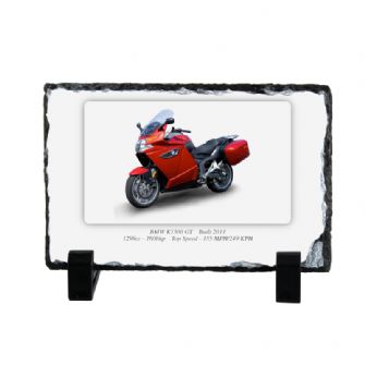 BMW K1300 GT Motorcycle on a Natural slate rock with stand 10x15cm