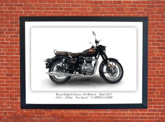 Royal Enfield Classic 350 Reborn Motorbike Motorcycle - A4 - A0 Size Print Poster