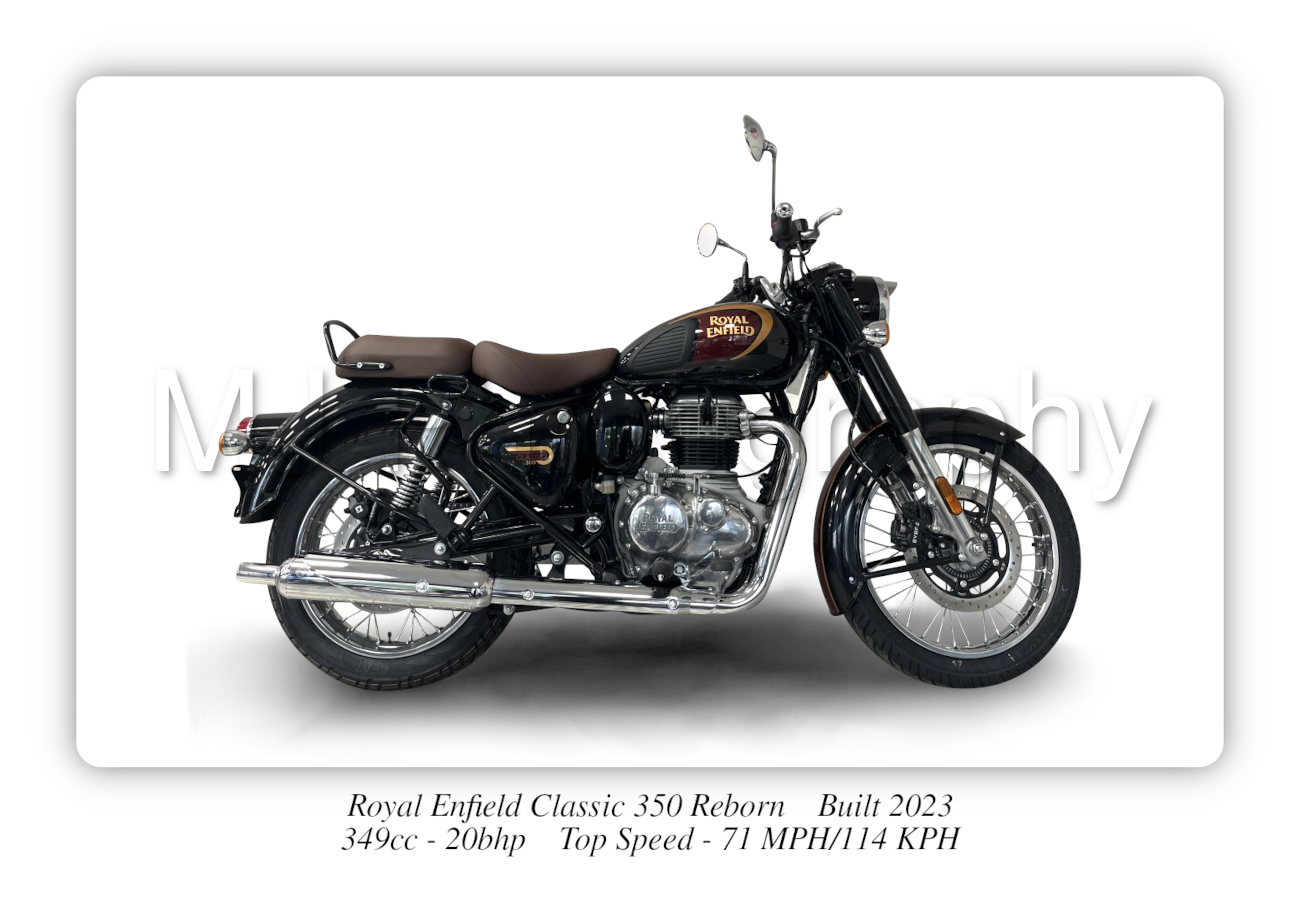 Royal Enfield Classic 350 Reborn Motorbike Motorcycle - A4 - A0 Size Print Poster