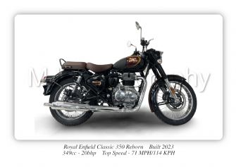 Royal Enfield Classic 350 Reborn Motorbike Motorcycle - A4 - A0 Size Print Poster