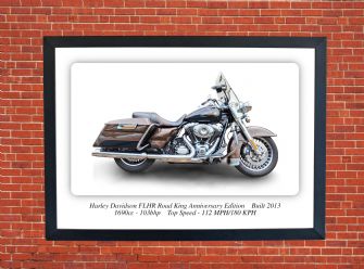 Harley Davidson FLHR Road King Anniversary Edition Motorbike Motorcycle - A4 - A0 Size Print Poster