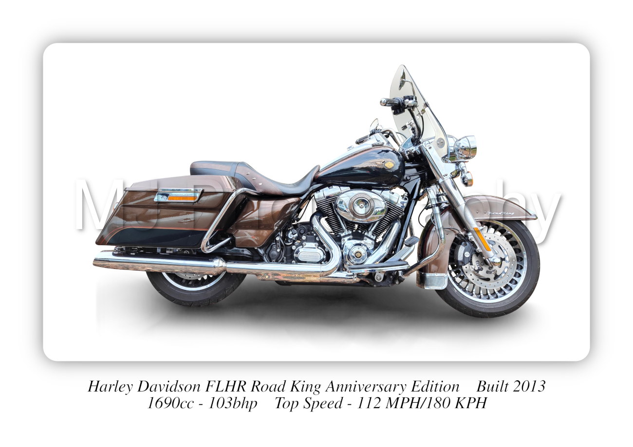 Harley Davidson FLHR Road King Anniversary Edition Motorbike Motorcycle - A4 - A0 Size Print Poster