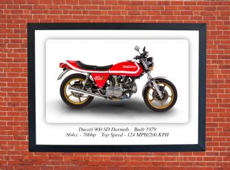 Ducati 900 SD Darmah Motorcycle - A4 - A0 Size Print Poster