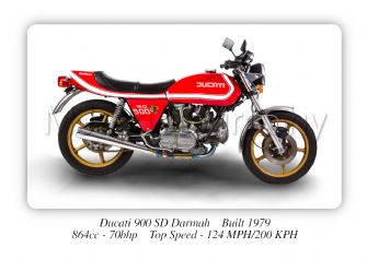 Ducati 900 SD Darmah Motorcycle - A4 - A0 Size Print Poster