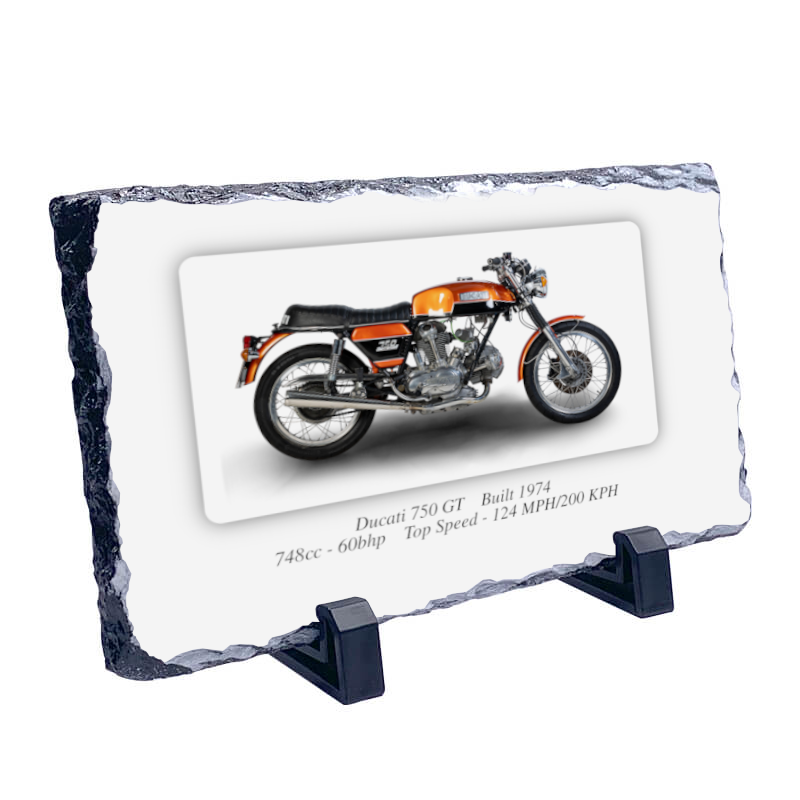 Ducati 750 GT Motorcycle Coaster natural slate rock with stand 10x15cm