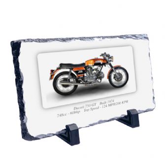 Ducati 750 GT Motorcycle Coaster natural slate rock with stand 10x15cm