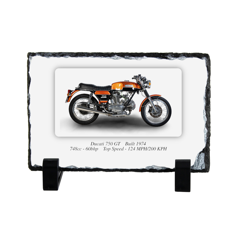 Ducati 750 GT Motorcycle Coaster natural slate rock with stand 10x15cm