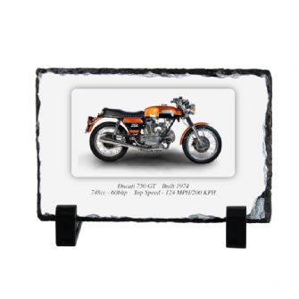 Ducati 750 GT Motorcycle Coaster natural slate rock with stand 10x15cm