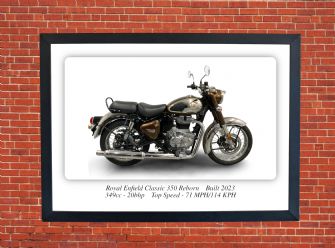 Royal Enfield Classic 350 Reborn Motorbike Motorcycle - A4 - A0 Size Print Poster