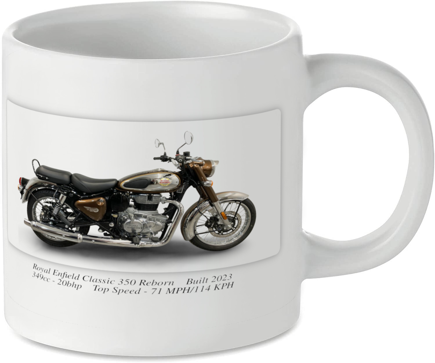 Royal Enfield Classic 350 Reborn Motorcycle Motorbike Tea Coffee Mug Ideal Biker Gift Printed UK