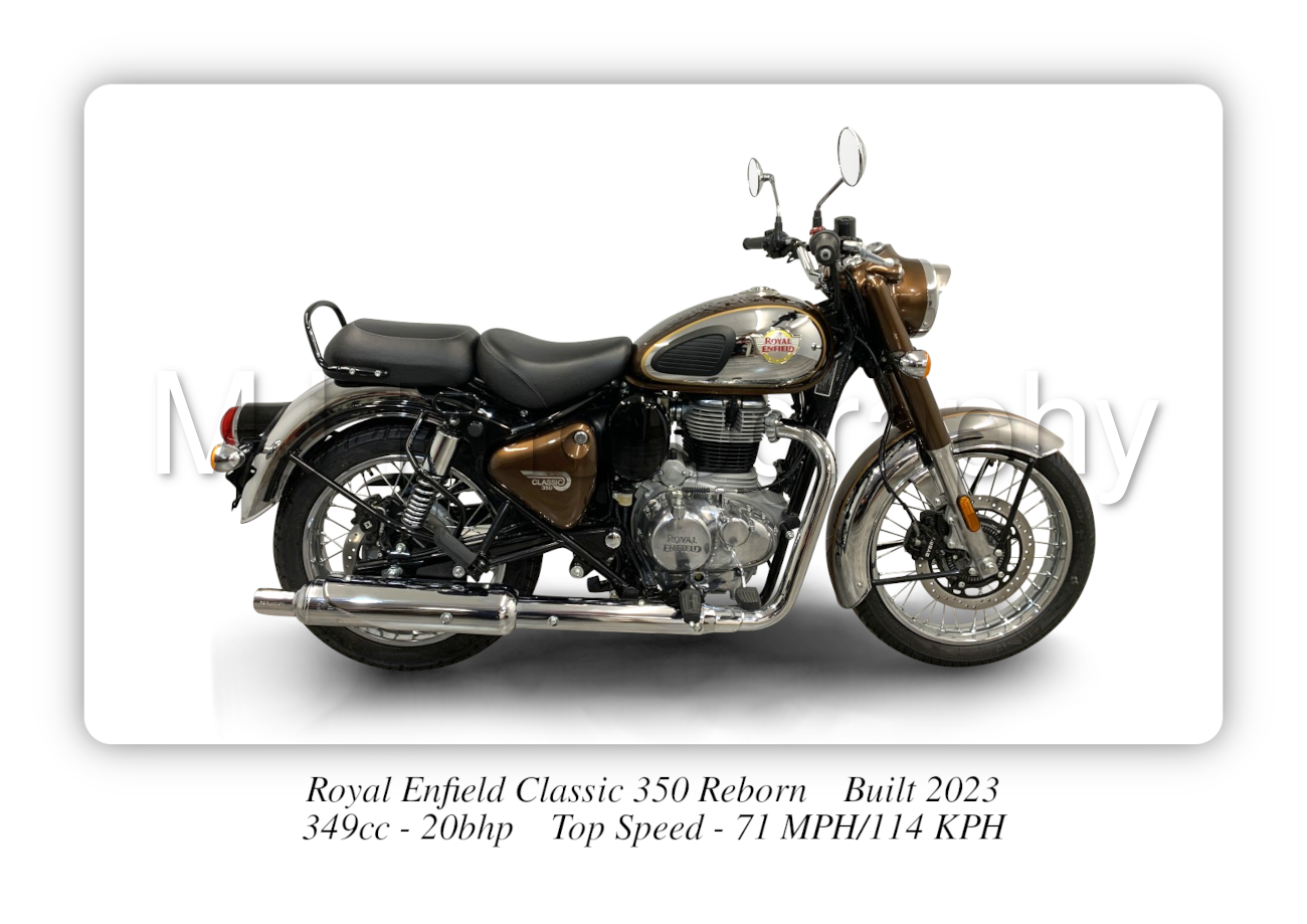 Royal Enfield Classic 350 Reborn Motorbike Motorcycle - A4 - A0 Size Print Poster