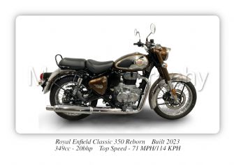 Royal Enfield Classic 350 Reborn Motorbike Motorcycle - A4 - A0 Size Print Poster