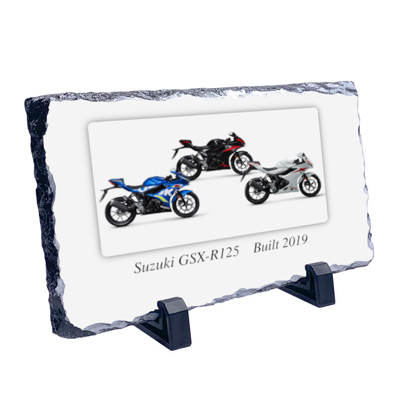 Suzuki GSX-R125 Motorcycle Coaster Natural slate rock with stand 10x15cm