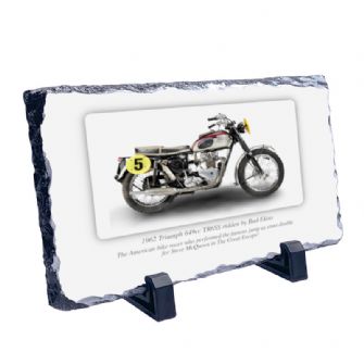 Triumph 649cc TR6SS - Ridden by Bud Ekins Motorcycle Coaster natural slate rock with stand 10x15cm