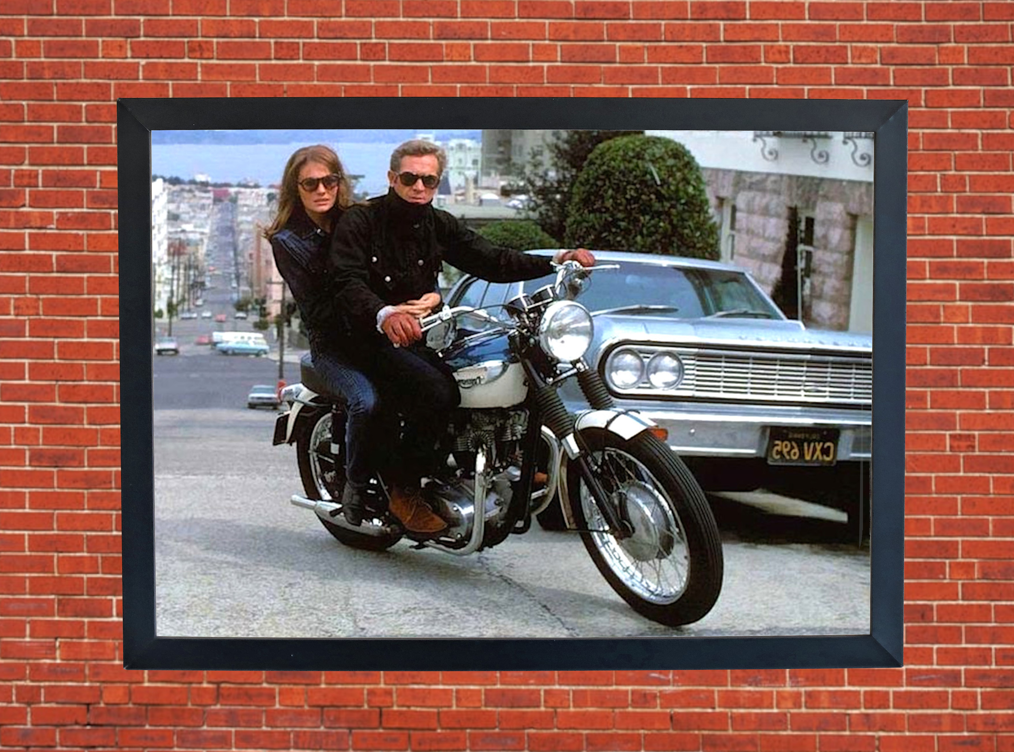 Jacqueline Bisset and Steve McQueen Motorbike Motorcycle - A4 - A0 Size Print Poster