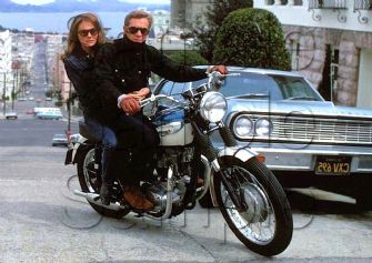 Jacqueline Bisset and Steve McQueen Motorbike Motorcycle - A4 - A0 Size Print Poster