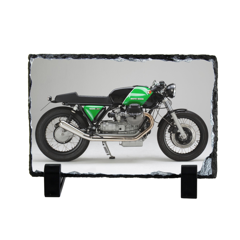 Moto Guzzi 1000 SP Coaster natural slate rock with stand 10x15cm