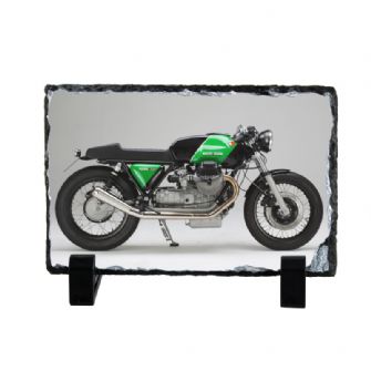 Moto Guzzi 1000 SP Coaster natural slate rock with stand 10x15cm