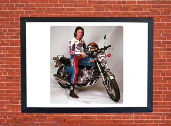 Barry Sheene on Suzuki GT750 Motorbike Motorcycle - A4 - A0 Size Print Poster