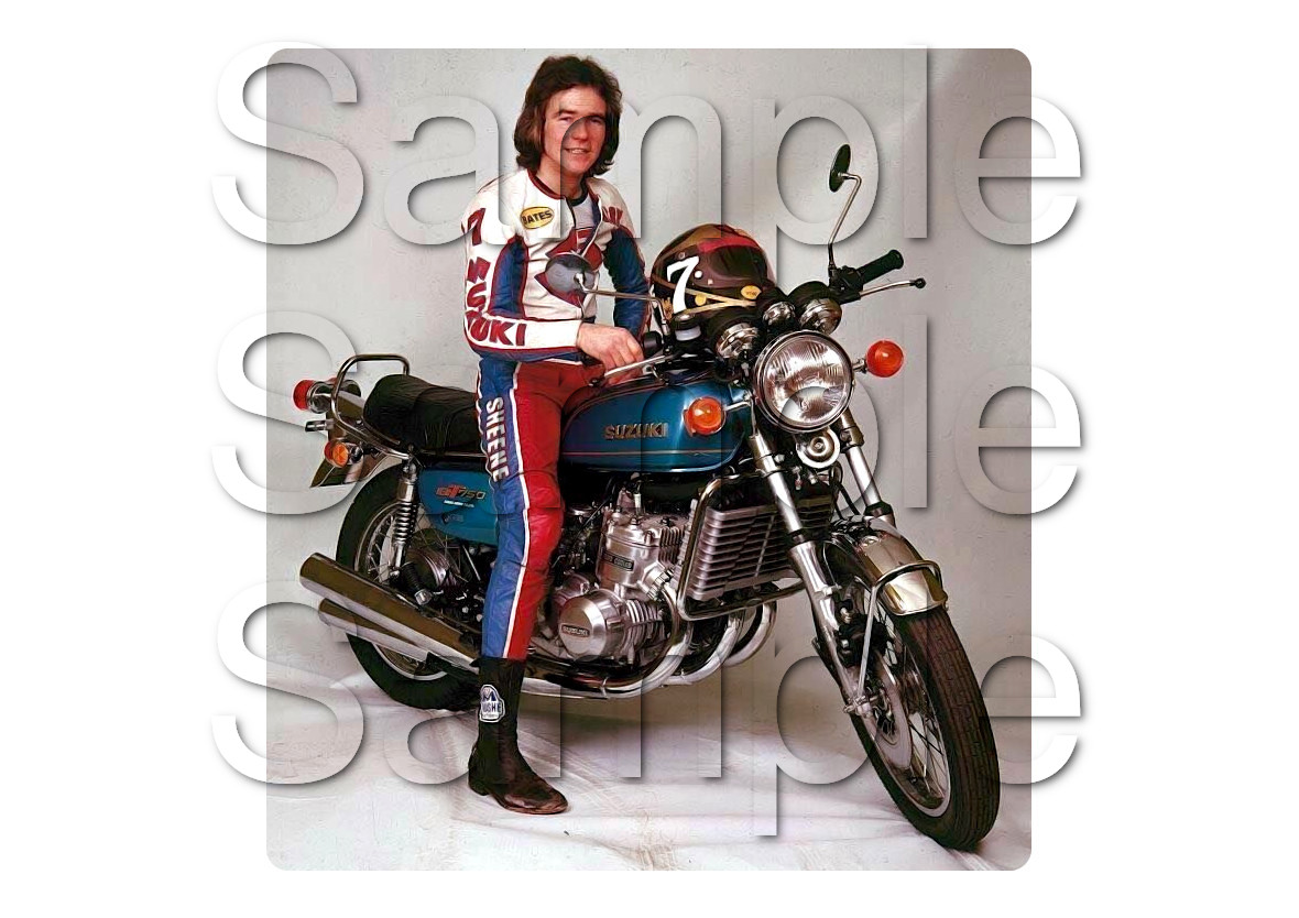 Barry Sheene on Suzuki GT750 Motorbike Motorcycle - A4 - A0 Size Print Poster