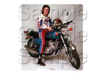 Barry Sheene on Suzuki GT750 Motorbike Motorcycle - A4 - A0 Size Print Poster