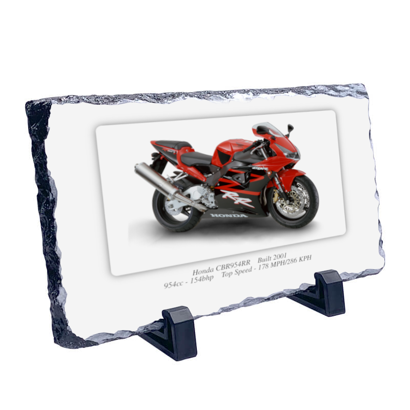 Honda CBR954RR Motorbike Coaster natural slate rock with stand 10x15cm