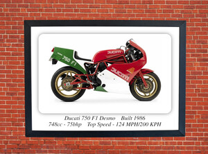 Ducati 750 F1 Motorcycle - A3/A4 Size Print Poster