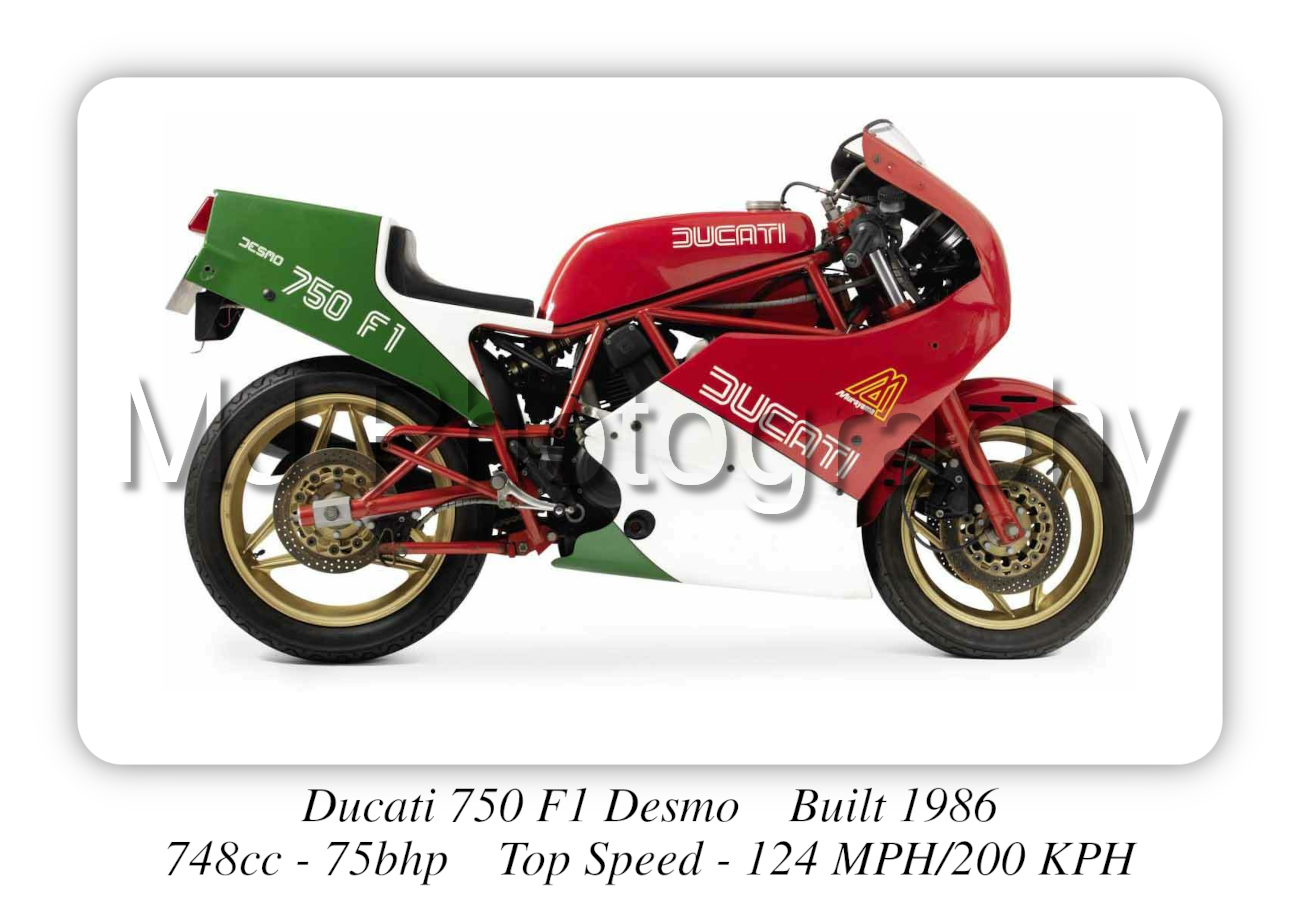 Ducati 750 F1 Motorcycle - A3/A4 Size Print Poster