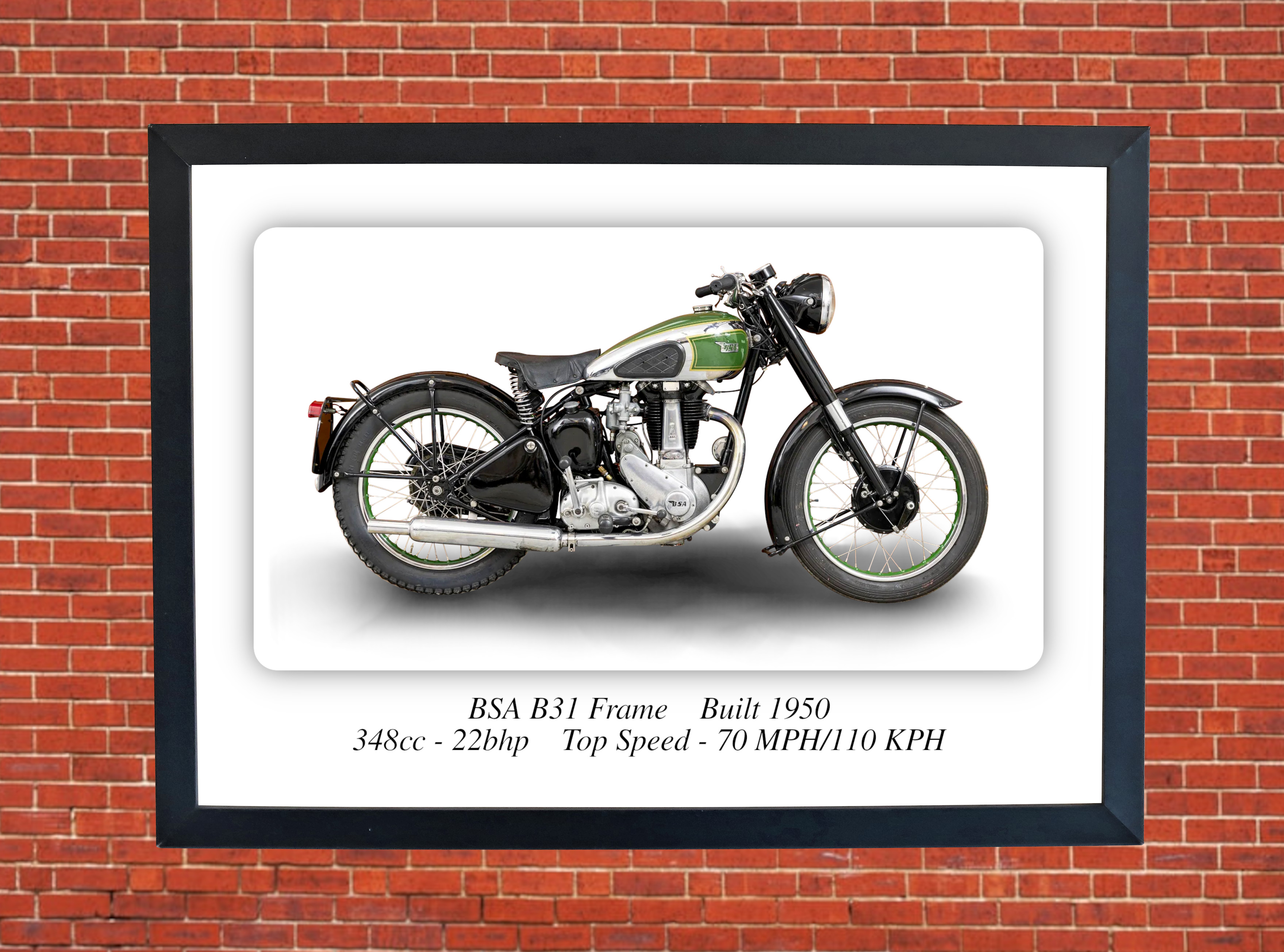 BSA B31 Frame Motorbike Motorcycle - A4 - A0 Size Print Poster