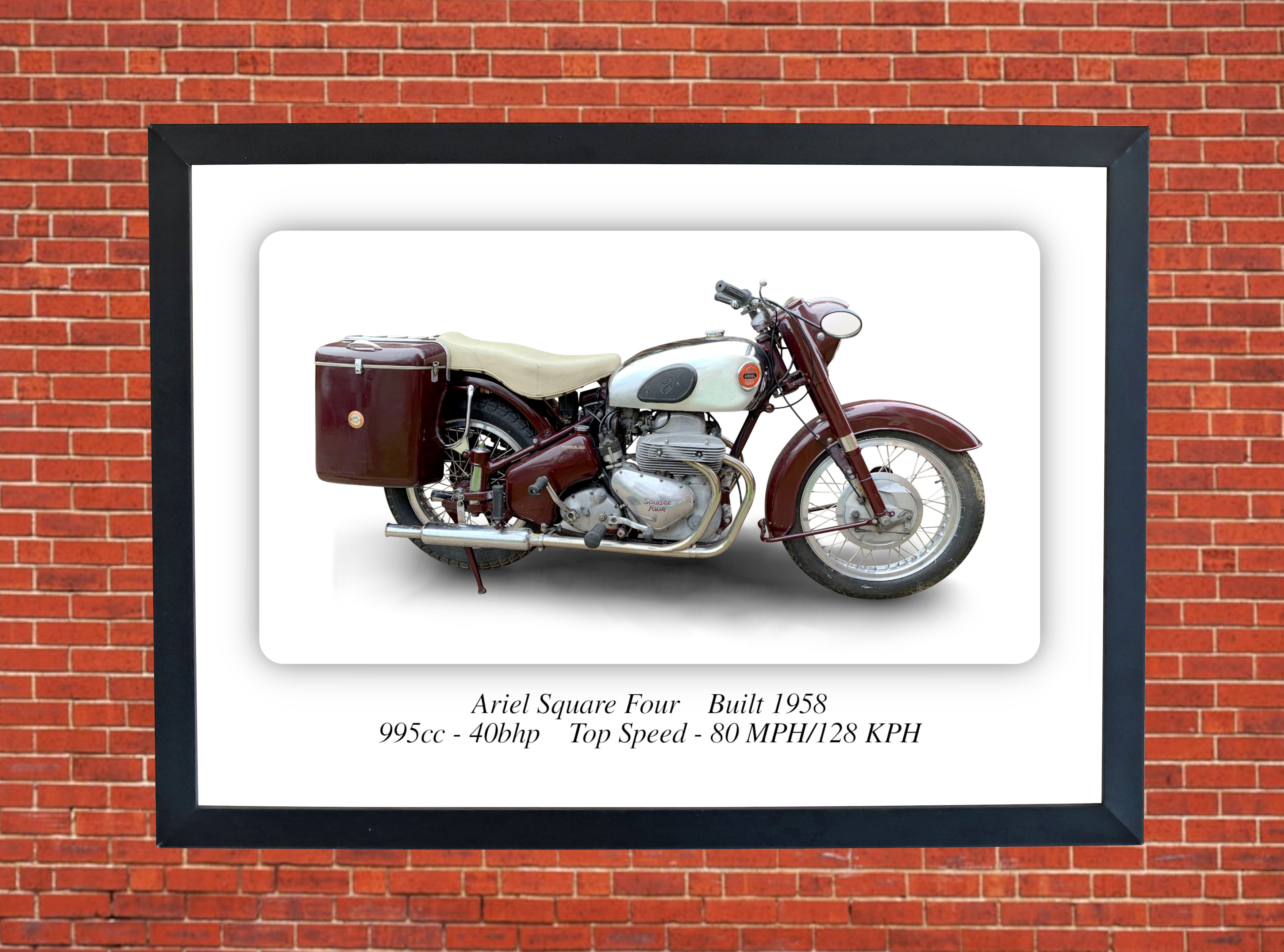 Ariel Square Four Motorcycle - A4 - A0 Size Print Poster