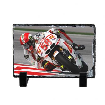 Marco Simoncelli - Motogp Legend Motorcycle Coaster Natural slate rock with stand 10x15cm