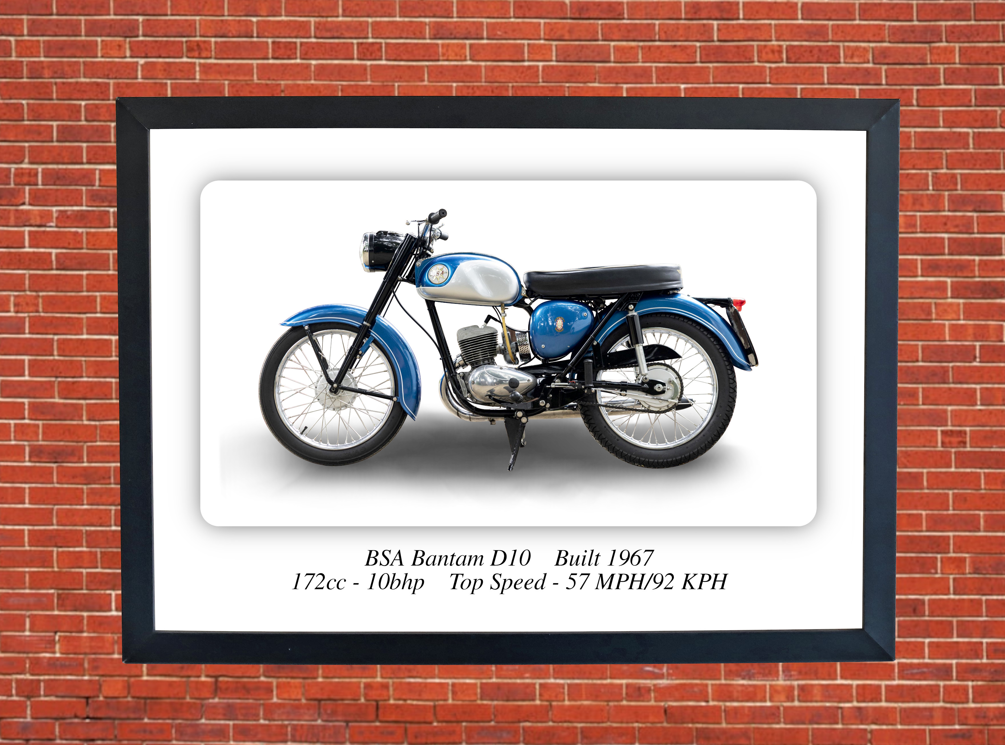 BSA Bantam D10 Motorcycle - A4 - A0 Size Print Poster