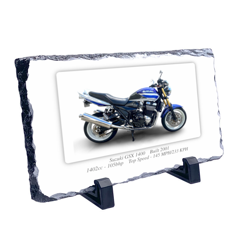 Suzuki GSX 1400 Motorbike Coaster natural slate rock with stand 10x15cm