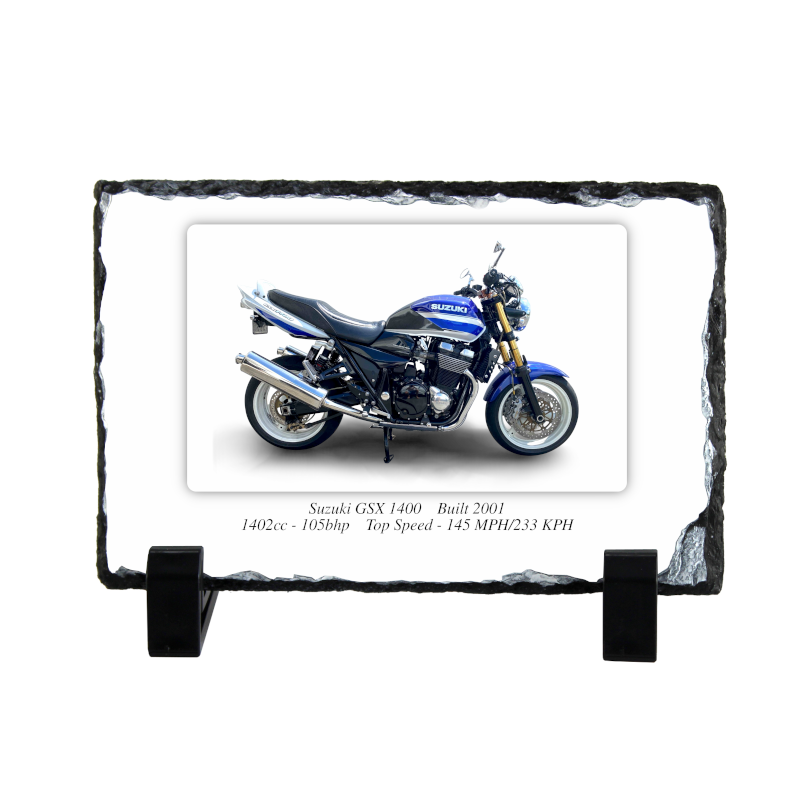 Suzuki GSX 1400 Motorbike Coaster natural slate rock with stand 10x15cm