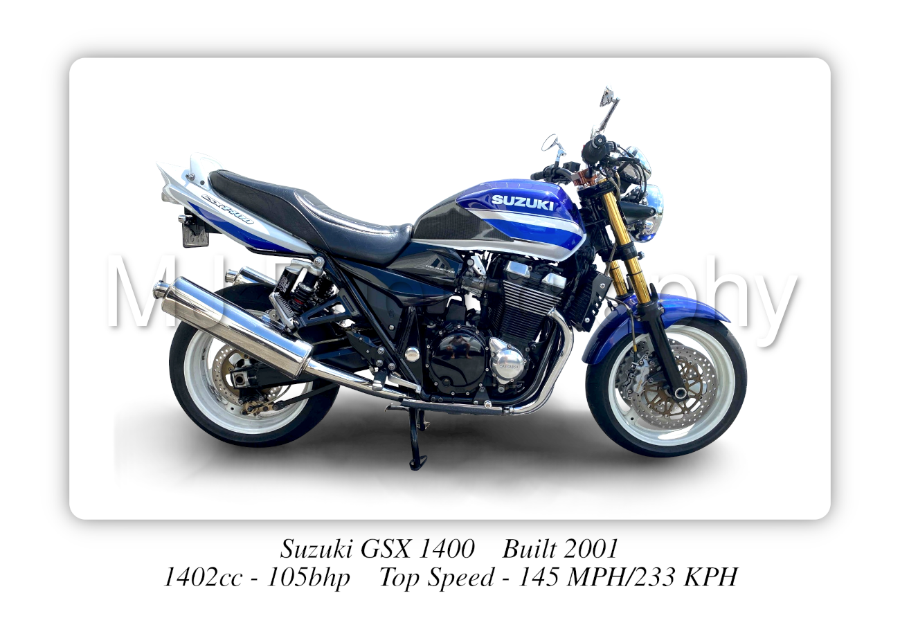 Suzuki GSX 1400 Motorcycle - A4 - A0 Size Print Poster