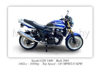 Suzuki GSX 1400 Motorcycle - A4 - A0 Size Print Poster