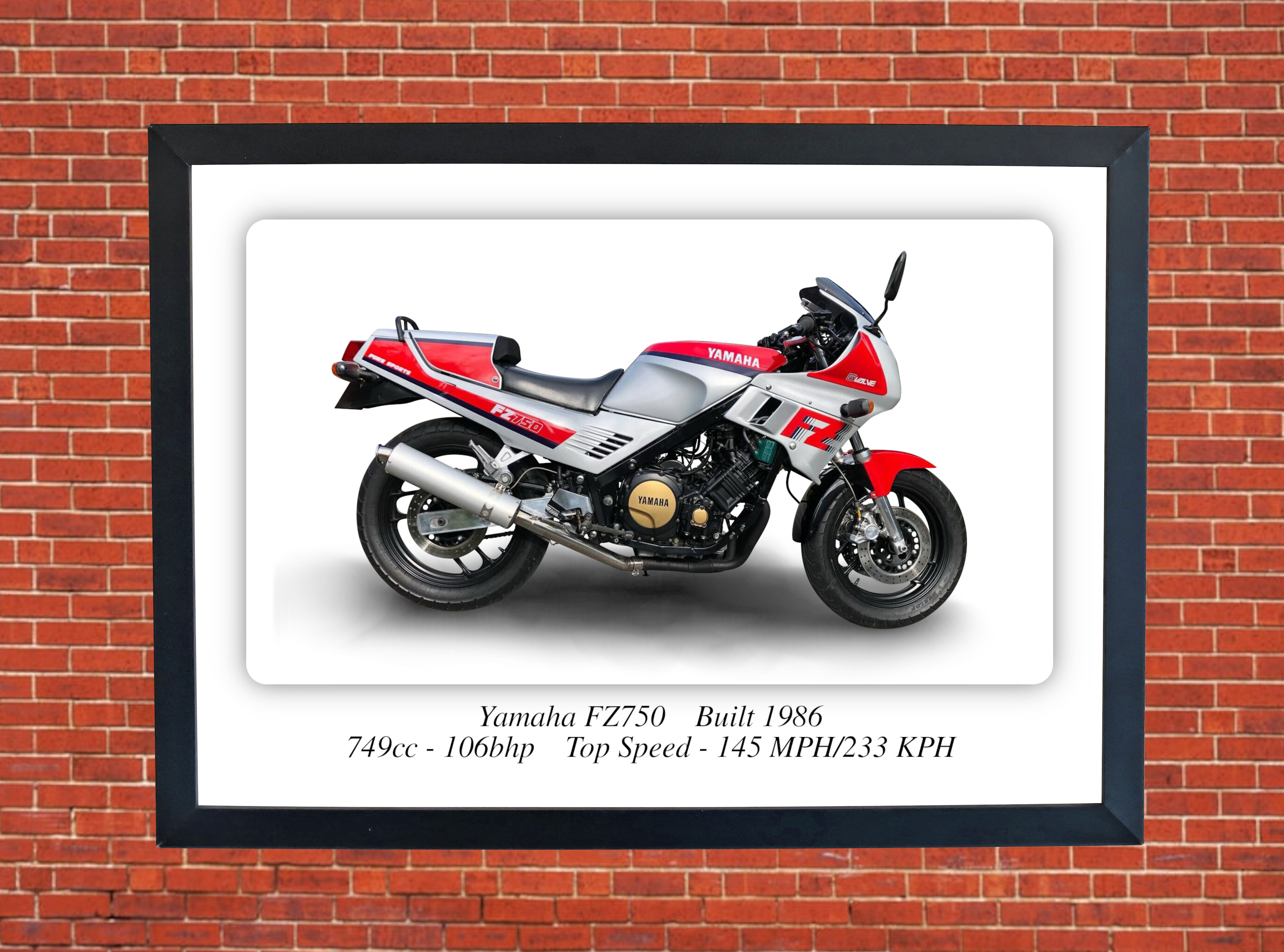 Yamaha FZ750 Motorcycle - A4 - A0 Size Print Poster