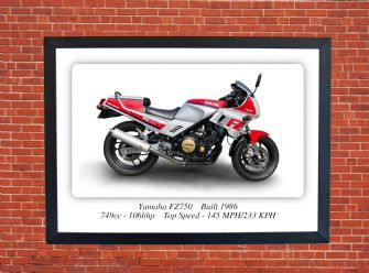 Yamaha FZ750 Motorcycle - A4 - A0 Size Print Poster