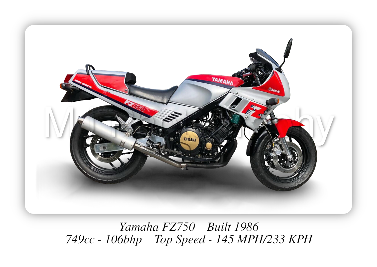 Yamaha FZ750 Motorcycle - A4 - A0 Size Print Poster