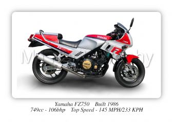 Yamaha FZ750 Motorcycle - A4 - A0 Size Print Poster