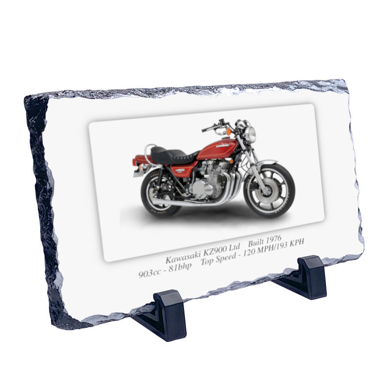 Kawasaki KZ900 Ltd Motorbike Coaster natural slate rock with stand 10x15cm